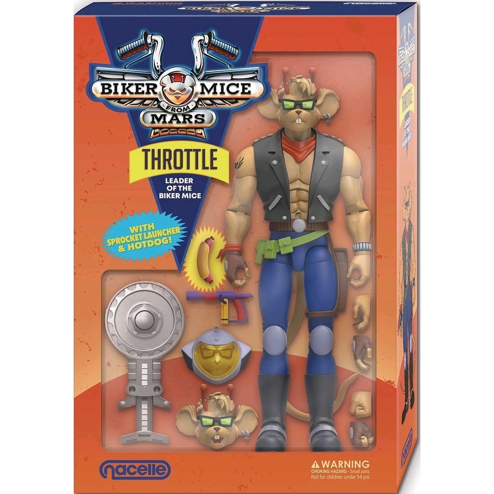 Biker Mice From Mars Throttle w Sprocket Launcher Hotdog Nacelle Figure 2024 New